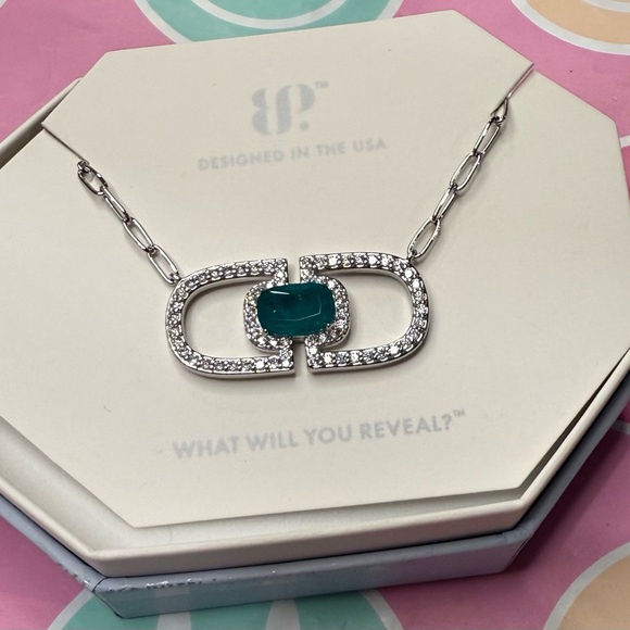 Bomb Party Jewelry - BP Inner Power Shines Through Silver Necklace with Green Gemstone